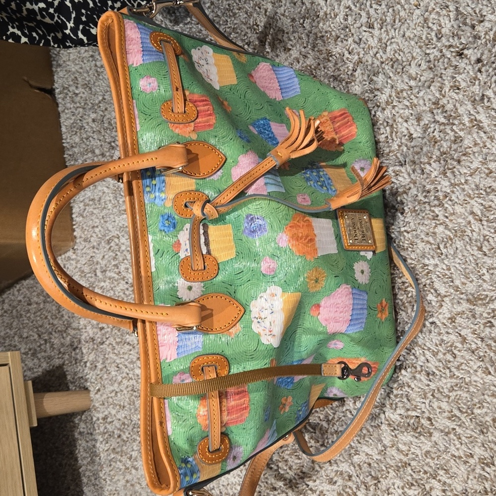Dooney & Bourke Limited Edition  Multicolor Cupcake Print Tote Kelly Green